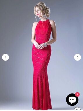 Sleeveless red Halter Lace Mermaid Prom Dress Cinderella Devine formal